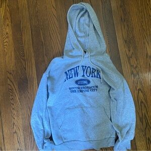 SHEIN Heather Gray New York Graphic Hoodie